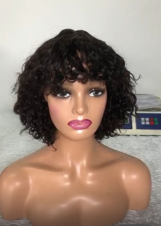 Black Curly Bob Style Wig